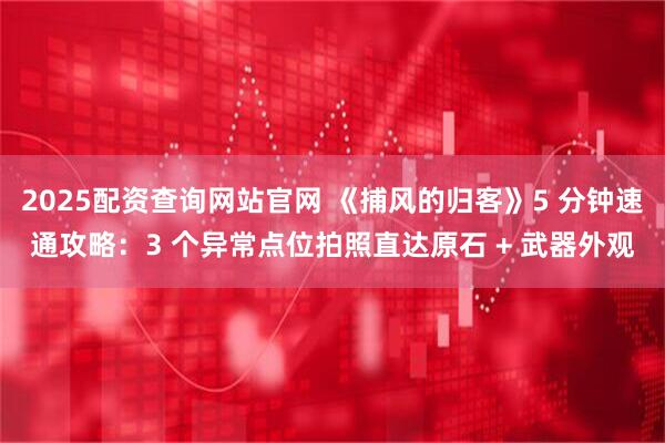2025配资查询网站官网 《捕风的归客》5 分钟速通攻略：3 个异常点位拍照直达原石 + 武器外观